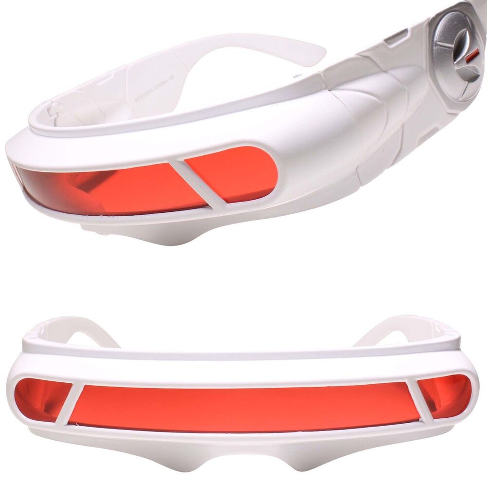 White W/ Red Lens Costume Cosplay X-Men Cyclops Wrap Visor Sun Glasses